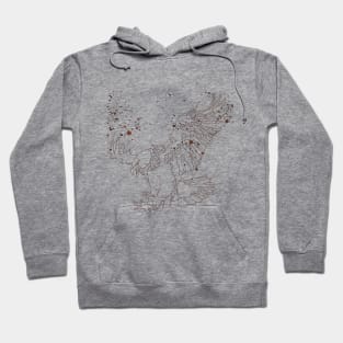 Lord of the Sky Dark Eagle Design Line Drawing Hoodie